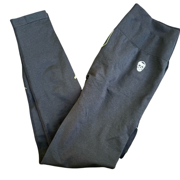 Gymreapers Skull Black Butt Lift Athletic Gym Sports High Waist Leggings L - Picture 1 of 8